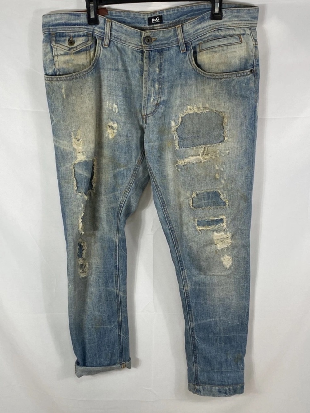 D&G Dolce & Gabbana Men's Distressed Ripped Jeans